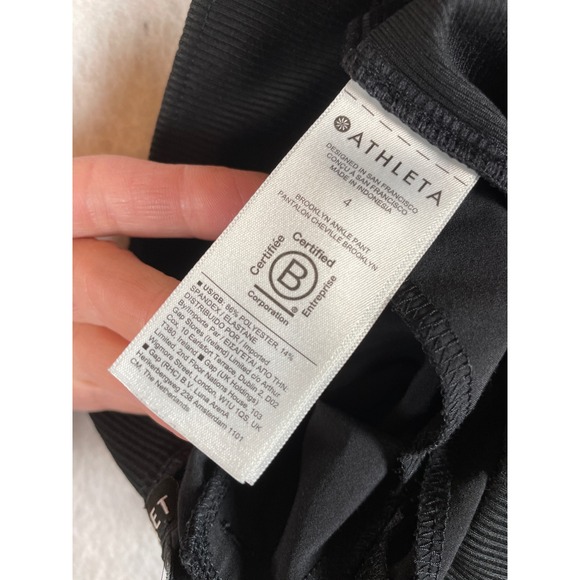Athleta Women Black Athleisure Pants Size 4 Elastic Waist Side Stripe Casual - Picture 10 of 10